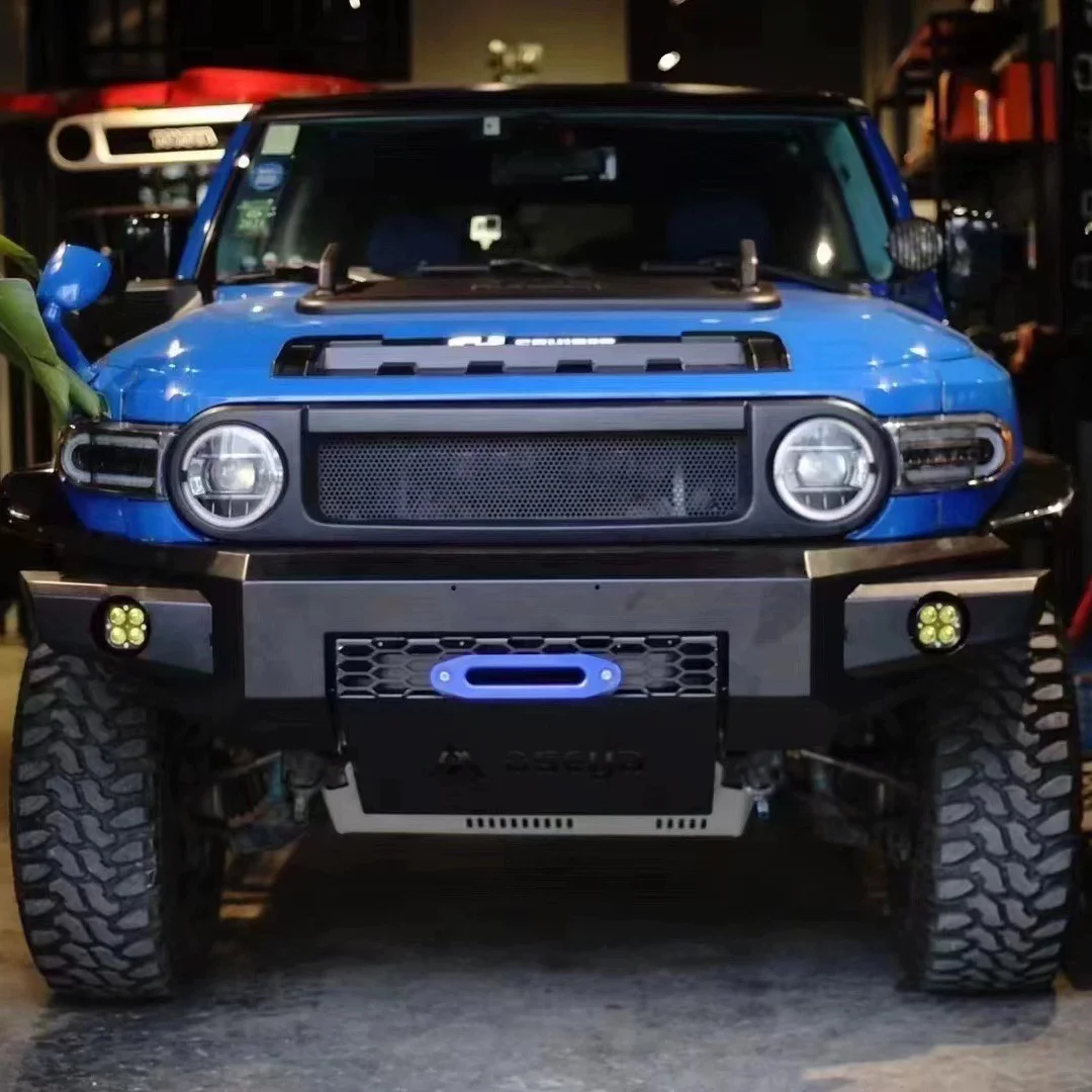 Nuevos accesorios 4x4, placa de cabrestante negra texturizada todoterreno, parachoques delantero con placa de deslizamiento para Toyota FJ Cruiser 2007-2014
