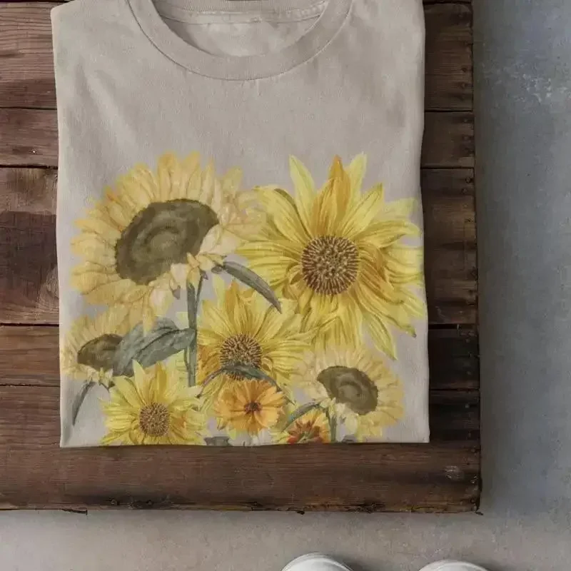 Cottagecore Granola Girl Sunflower T Shirt Botanical Wildflower Boho Flowers Fairycore Floral Womens Trendy