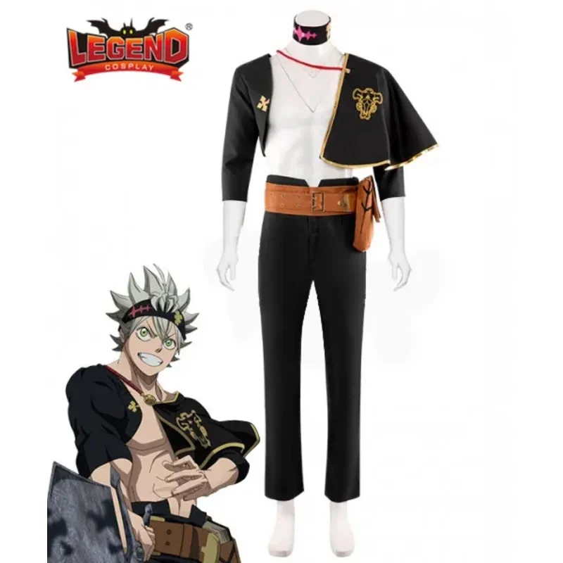 

Anime Black Clover Asta Cosplay Cape Full Set with Shawl Pant Belt Necklace Man Outfits Halloween Carnival Role Play Asta Suit