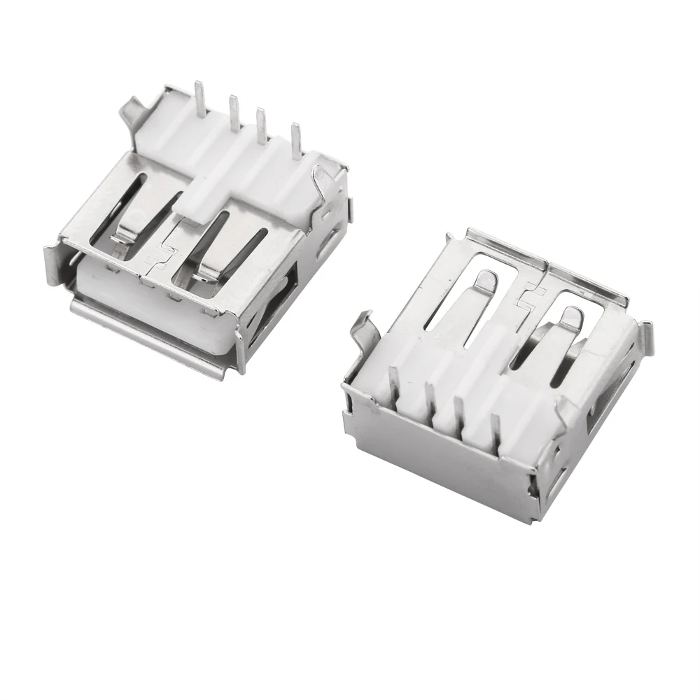 10 Buah USB Tipe A Port Standar Konektor Jack Solder Wanita Soket PCB Tipe B 90 Derajat Patch Penyisipan Lurus Horisontal