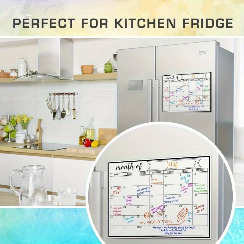 2Pcs Magnetic Refrigerator Stickers, Erasable, Refrigerator Message Board, Weekly Planner, Magnetic Writing Whiteboard, Sticky Notes, Washable, Reusable, Office and Study Memo Stickers