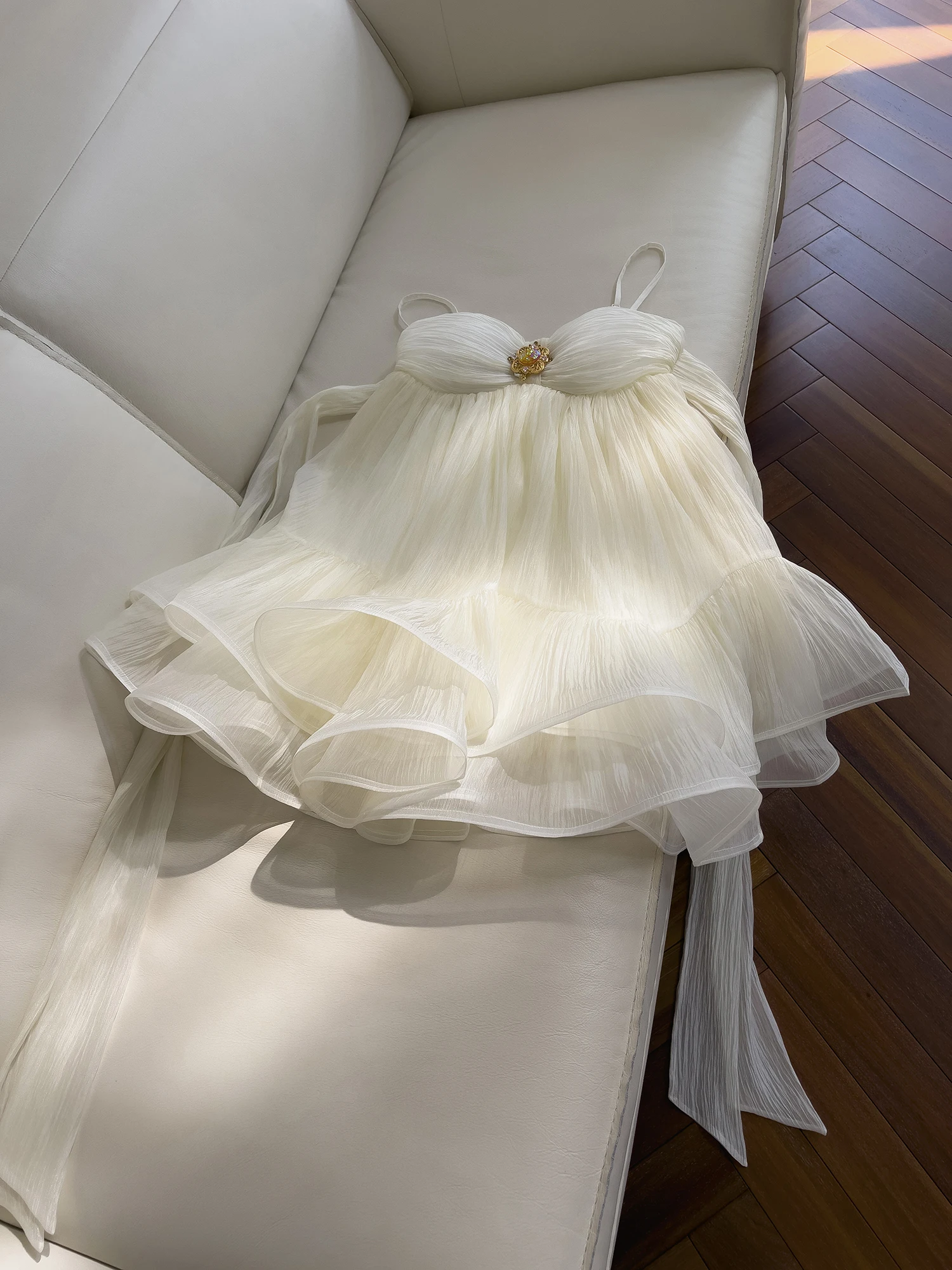 

Birthday Girl's Summer Vaion White Fairy Princ Ribbon Strap Dr Women's Clothing V-Ne ort A-Line Dres