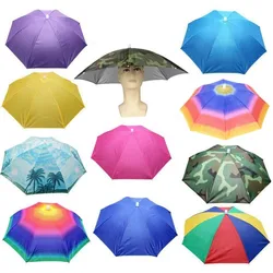 Chapeau de parapluie de pluie portable, casquette de parasol de pêche en plein air pliable, protection UV imperméable, vêtements de sauna de camping, chapeaux de plage, casquettes