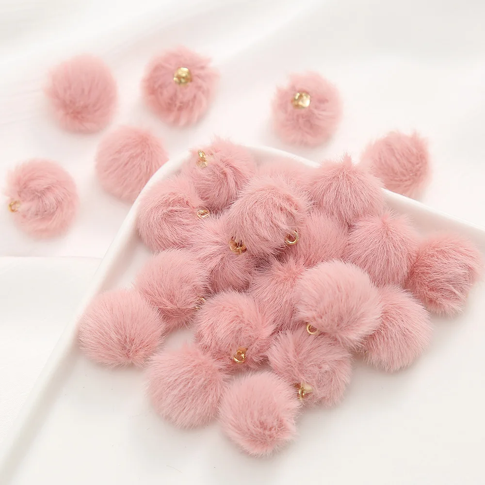 10pcs Plush Fur Covered Ball Beads Charms DIY Pompom Beads Pendant for Jewelry Making DIY Necklace Pendant Earrings Accessories