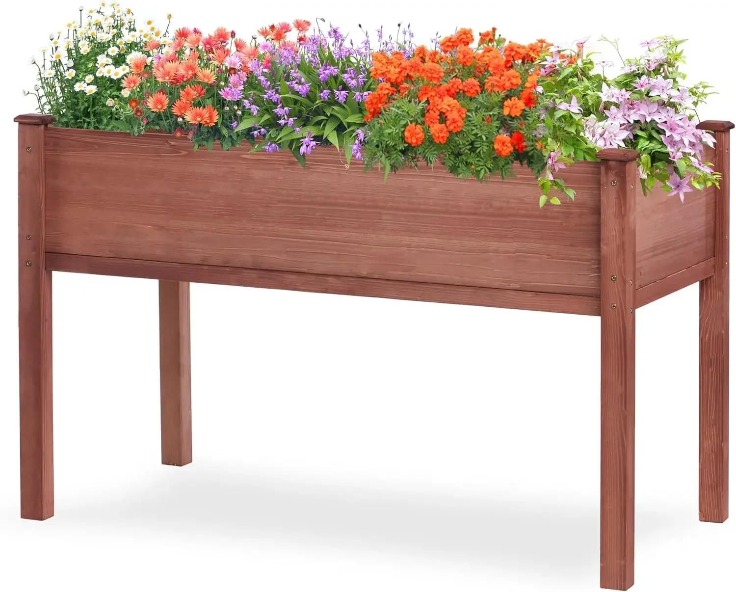 48×24×30 Inch Raised Garden Bed with Legs, Solid Wood Elevated Planter Box Stand with Liner for Outdoor, Backyard, Patio, Balcon