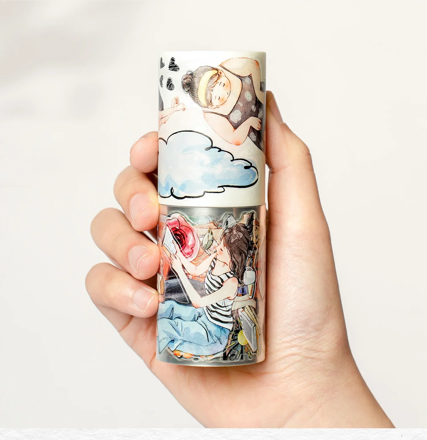 WT Journal Tape - Slow Life Girl Die-Cut Washi PET Tape, Versatile DecorativeTape with Ins Style for Daily and Forest Vibes