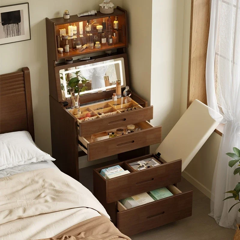 

Dressing Rooms Solid Wood Dressing Table Bedroom Modern Flip Up Dressing Table Mini Storage Cabinet Integrated Bedroom Furniture
