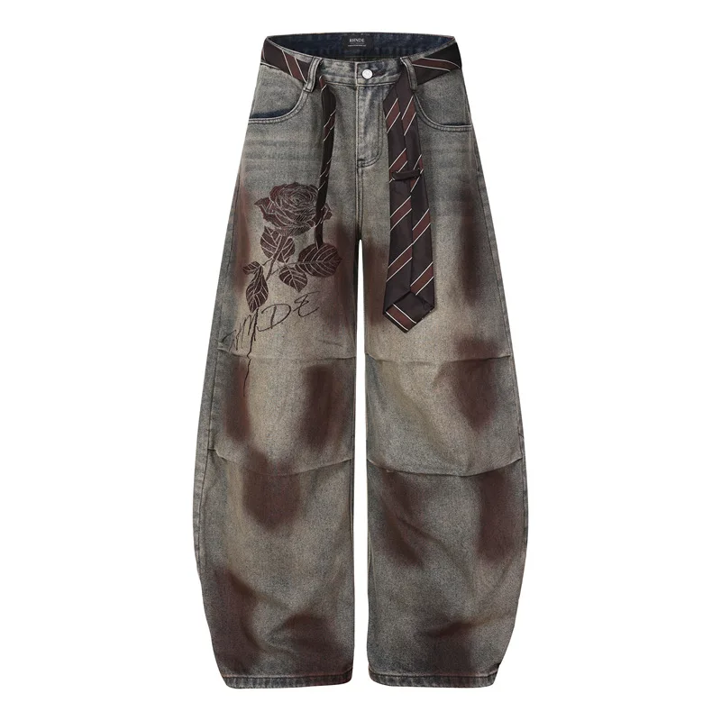 

Unisex Mens Wide Leg Pants Washed Make Old Denim Trousers Soft Woman Y2k Pants High Street Hip Pop Brand Clothing Baggy Jeans