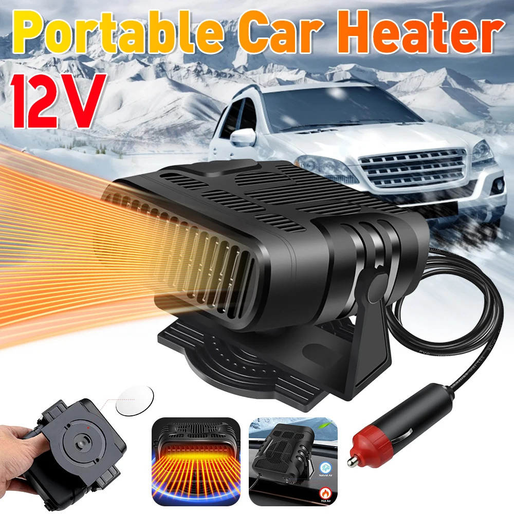 Electric Car Heater Air Cooler Fan 12V Portable 360 Degree Demister Defroster Heating Fan Dryer Windshield Defogging Accessroies
