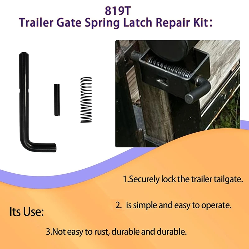 819T Trailer Gate Spring Latch Repair Tool Kit For Carry-On Utility Trailer 4X8NG 5XI0LGW2K 7X16HDLAND Black