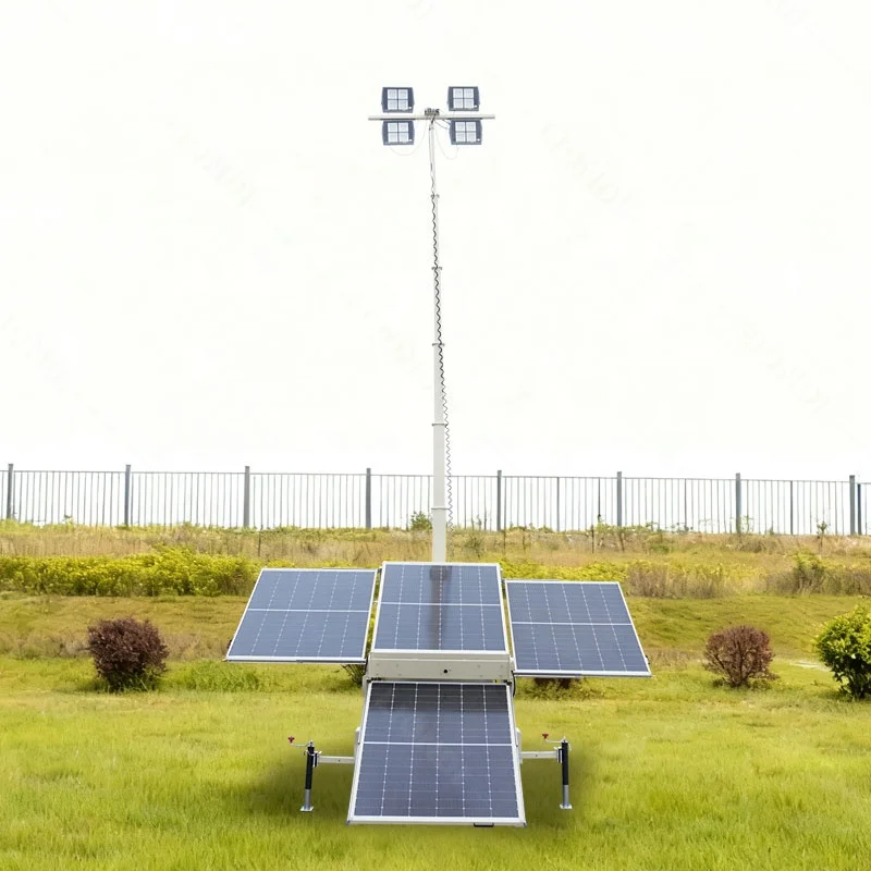 9M Solar Panel Led Light Led Flood Light Tower With Power Station For Worksite