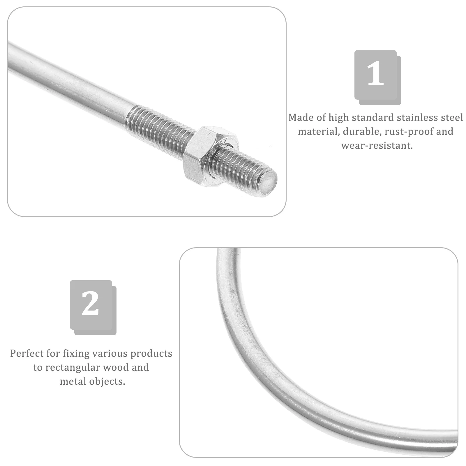 أنبوب U Bolt M10 من الفولاذ المقاوم للصدأ على شكل حرف U لقارب المقطورة، أجهزة تثبيت متينة مقاومة للصدأ ومقاومة للاهتراء #1