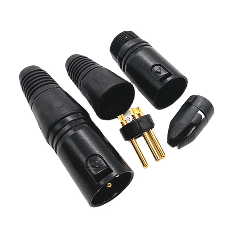 Audio Adapter Canon Male to Female Microphone Connector Gold-plated Three-core 3-pin XLR Canons Plug-in Black Balance Head