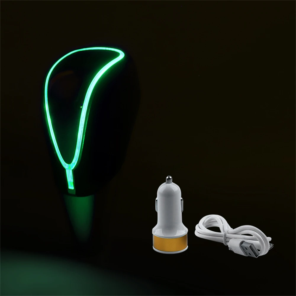 7 Colors Changes Activated Car Gear Shift Knob 5 6 Speed LED Gear Handball Knob Light Cigarette Lighter Charger Knobs AT MT