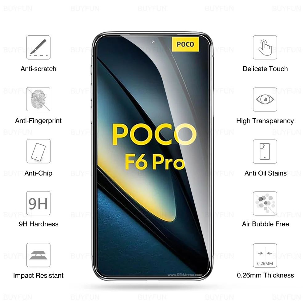 샤오미 Poco 보호 유리, 샤오미 Poco F6 Pro x6Pro 용 강화 유리 스크린 보호대, F5 X5 Pro F6Pro X6 Pro 용 유리, 2 개