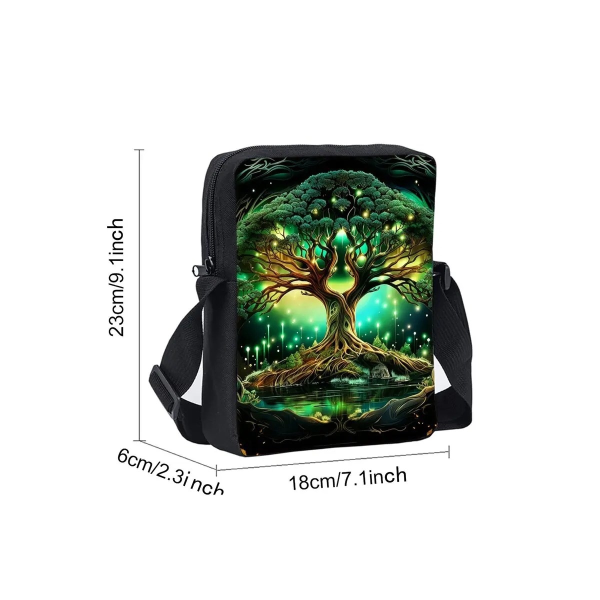 Tree Of Life Print Single Sided Messenger Bag for Boy/Girls Children Best Gifts 2D Flat Cartoon Casual Crossbody Bag