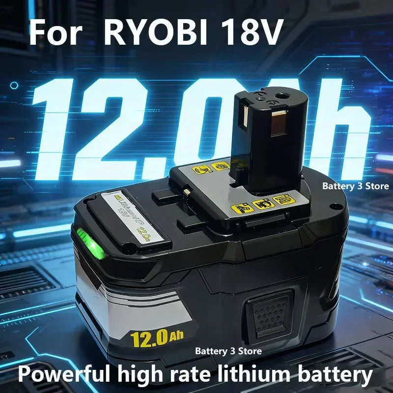 18V lithium-ion battery 12.0Ah large capacity suitable for all Ryobi 18V power tools P107 P108 P109 P122 P190 cordless drill