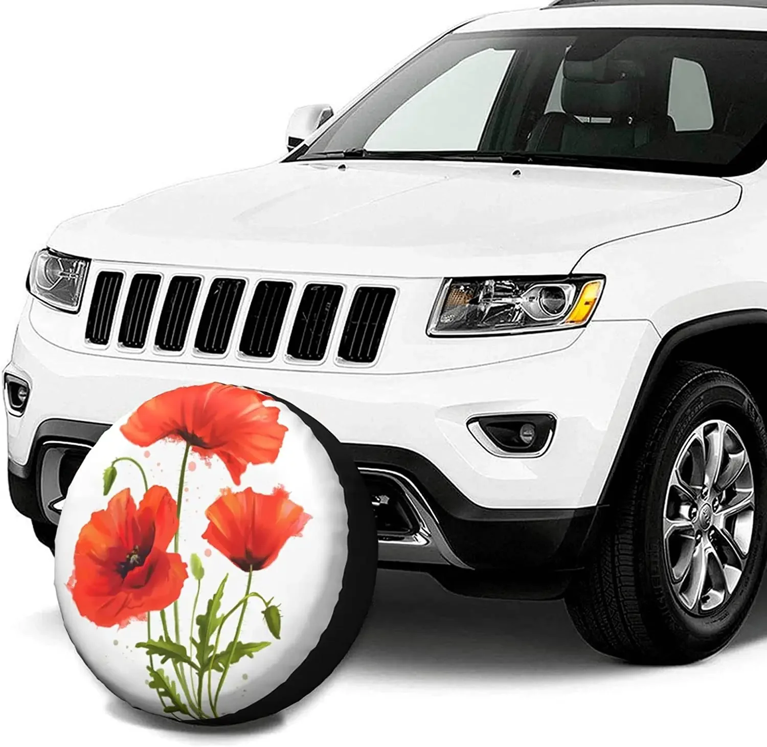 Spare Tire Cover Universal Tires Cover Red Poppy Car Tire Cover Wheel Weatherproof and Dust-Proof UV Sun Tire