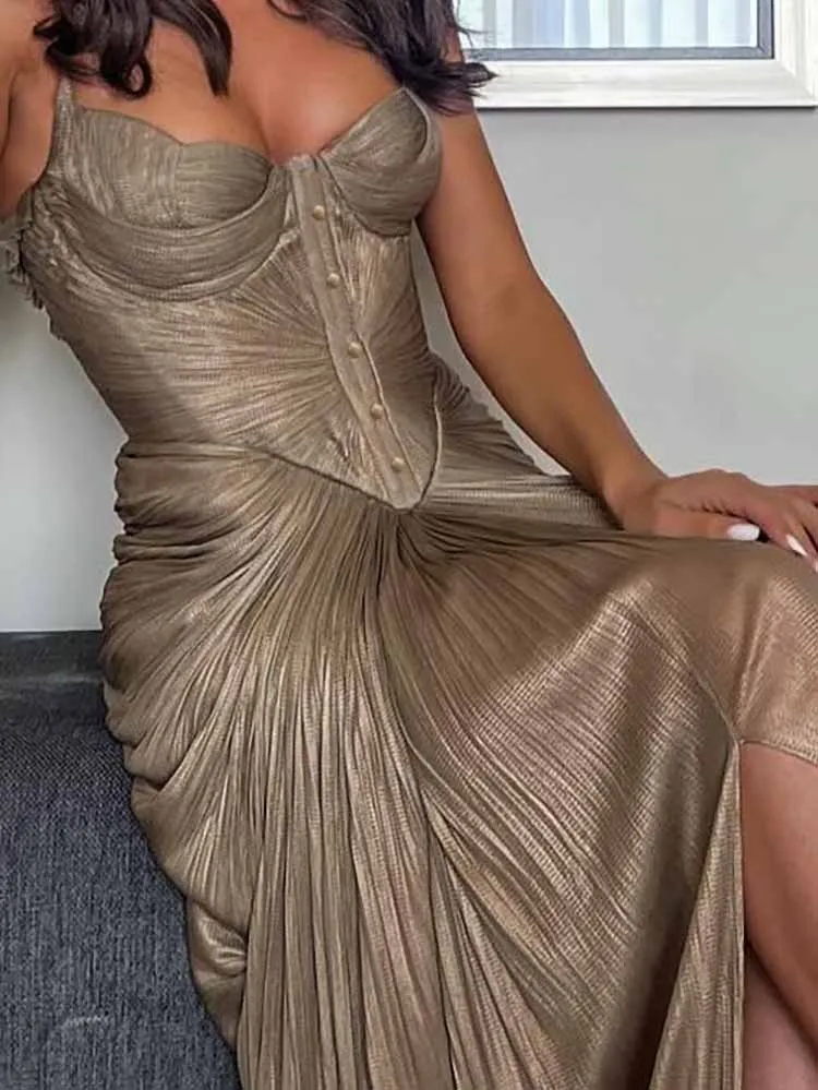 เดรสสายเดี่ยวทรงเข้ารูป คอวีเซ็กซี่ ผ้าคลุมไหล่ ดีไซน์หรูหรา เอวสูง ชุดราตรียาวลำลอง แขนกุด เปิดหลัง ผูกเชือก ชุดเดรสสำหรับงานปาร์ตี้