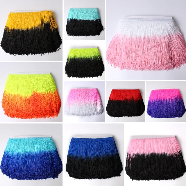 Cinta de flecos de encaje con borlas de 20cm y 1 yarda, costura artesanal, fiesta de boda, vestido de baile latino, tela hecha a mano, ropa de escenario, decoraciones de cortinas