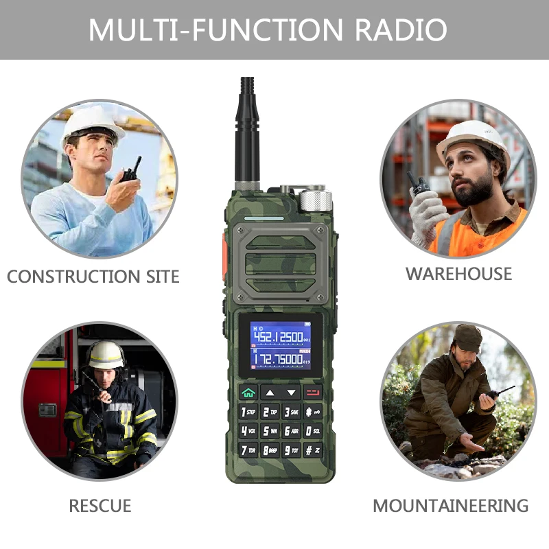 BAOFENG UV-25M 워키토키 카모 고출력 50km, 136-520MHz, 999CH C타입 충전기, 양방향 라디오 UV-25L, 6 밴드 BF-X5 프로