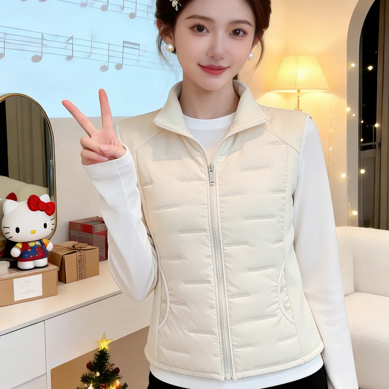 

Spring Autumn Vest Jacket Women's 2026New Stand-UP Collar Waist Sleeveless Coat Stacked Inside Waistcoat Coat Outcoat Ladies Top