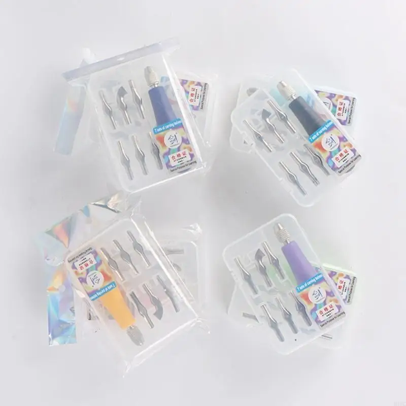 Craft Linoleum Cutter with 6 Size Cutting Head Assorted Lino Cutter Carving Tool 