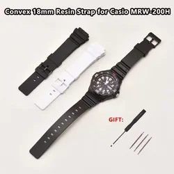 Convex 18mm Strap for Casio MRW-200H Resin Bracelet Men Replace Wristband Glossy Black White Watchband Sport Watch Accessories