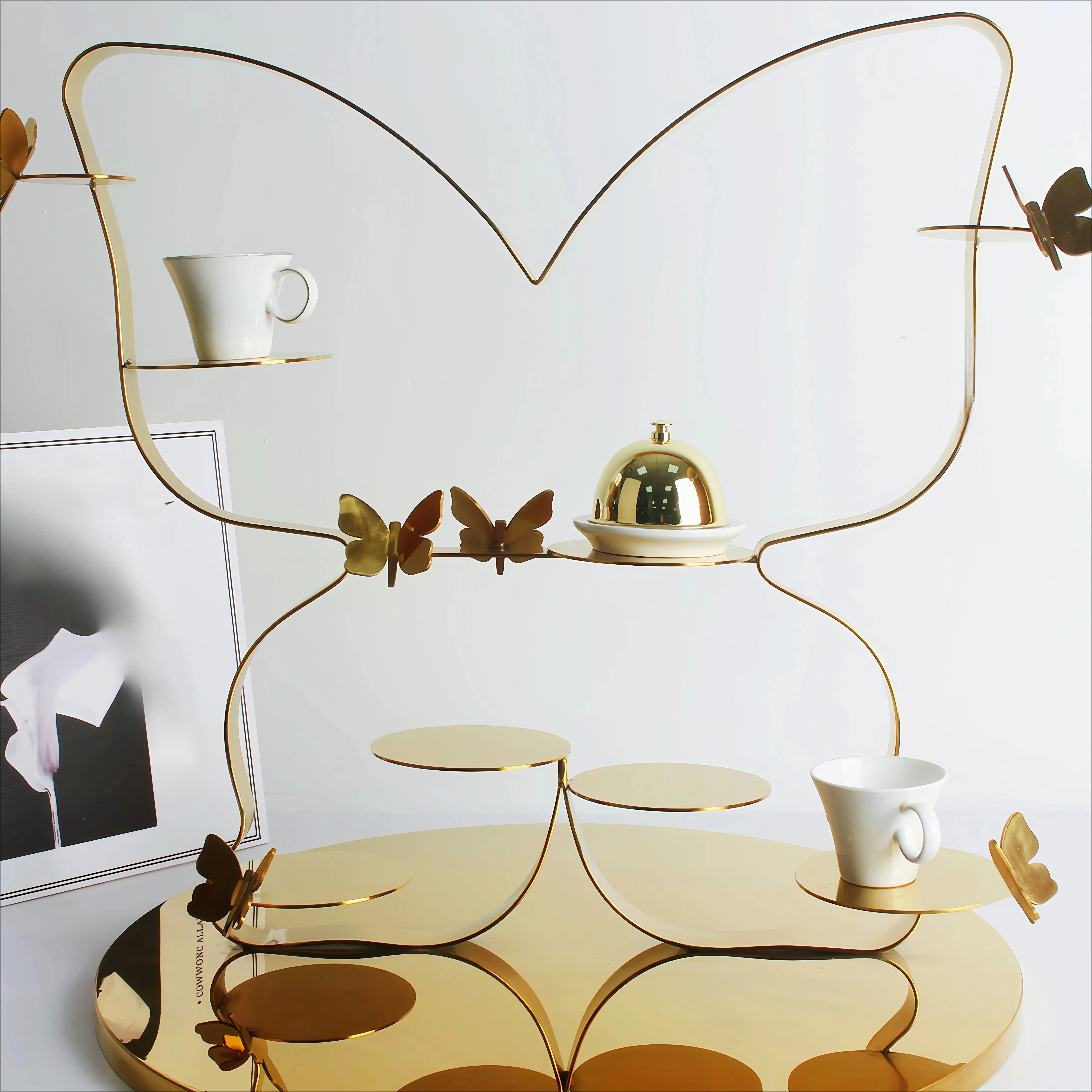 

Nordic light luxury folding cake rack, afternoon tea, snack plate, fruit plate, hotel supplies, hotel buffet, tea break