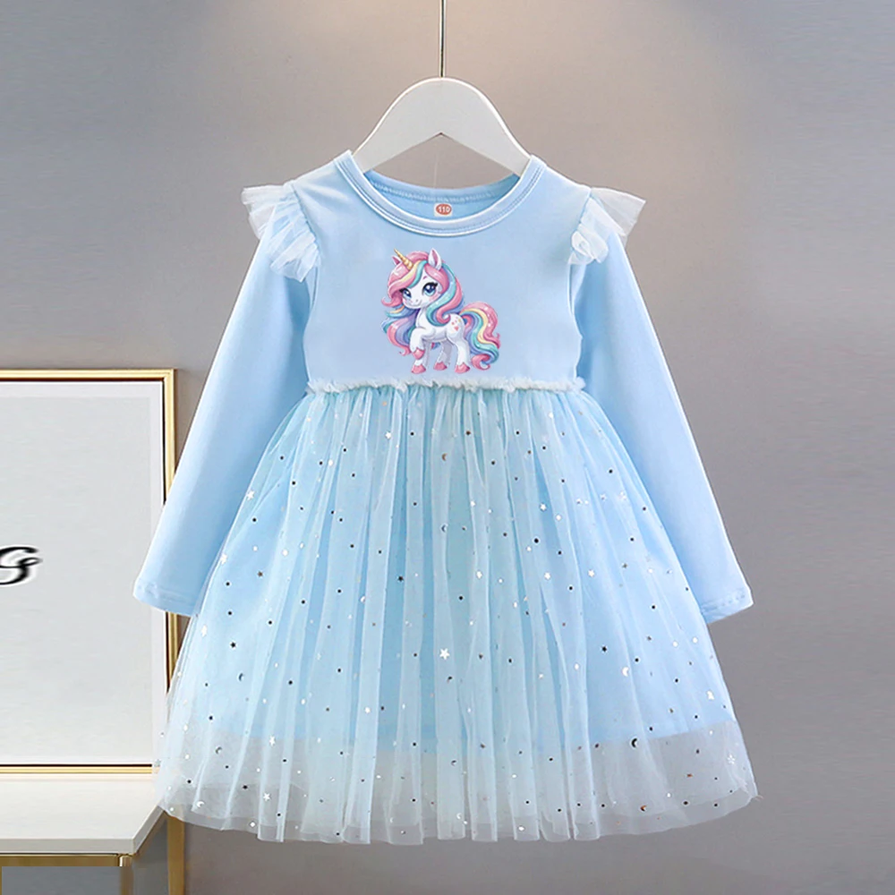 

Girls Clothes New Princess Dresses Autumn Long sleeves Kids Dress Unicorn Party Baby Dresses for Children Clothing Fashion 2-8T