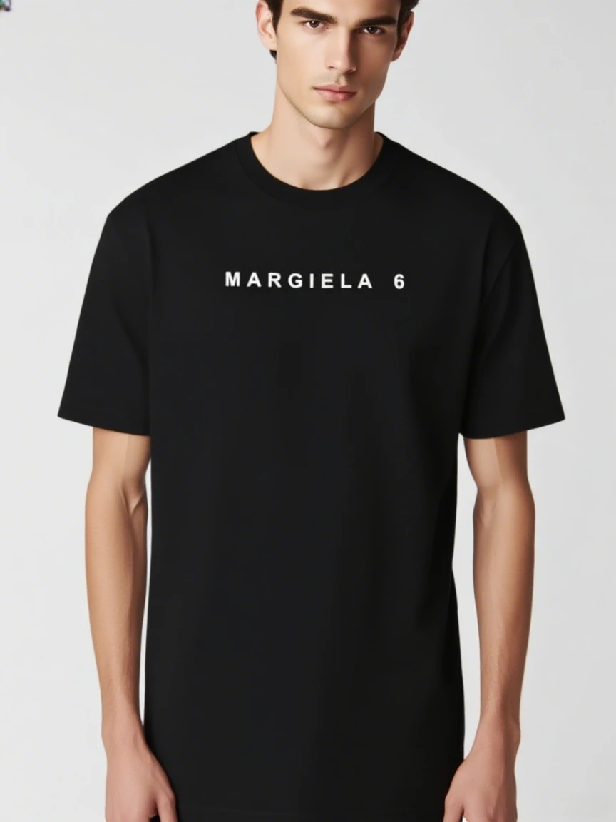 

Высококачественная летняя модная брендовая мужская свободная футболка унисекс с короткими рукавами и круглым вырезом с принтом M M 6, свободная футболка из 100% хлопка