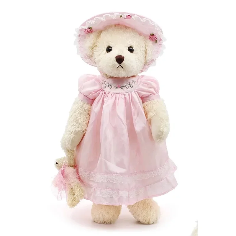 

1PCS 16 inches cute Teddy bear with dress baby cute soft plush stuffed animal toy suitable for girls Birthday Christmas gifts