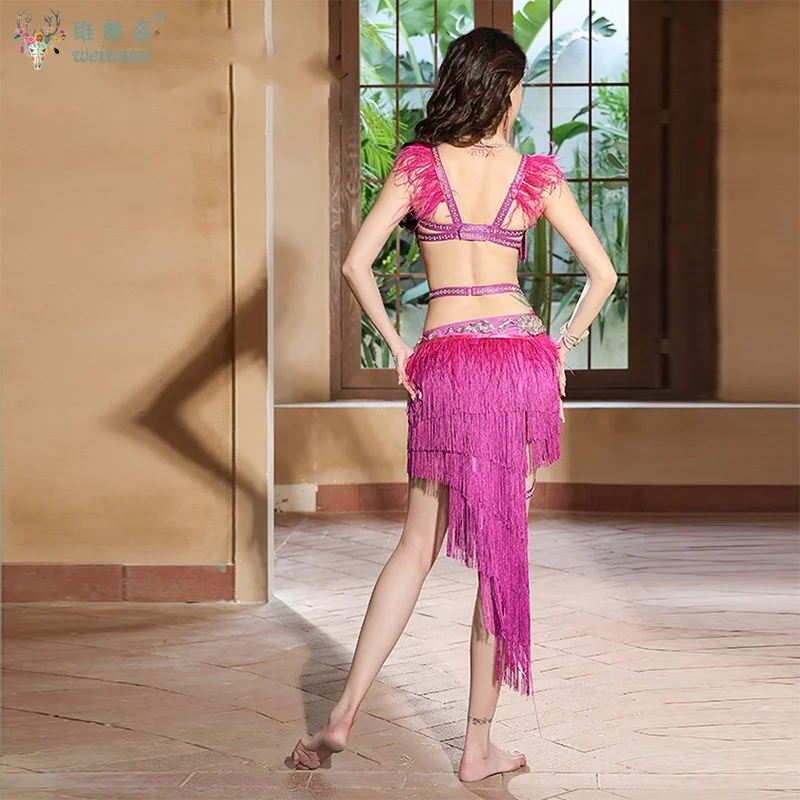 Bauchtanz High-End-Wettkampfkleidung Senior AB Stones Quastenset für Frauen Orientalischer Tanz Trommel Solo Performance Kostüm