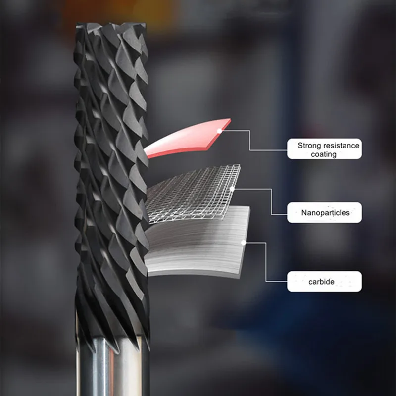 スパイラルビットフライス工具、超硬、CNC、ダイヤモンドコーティング、フラットエンドミル、グラファイト、追加の長さ、4mm、6mm、8mm、10mm、12mm