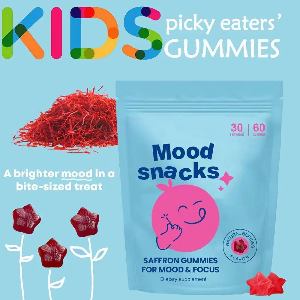 

Mood Snacks Gummies for Children - Genius Kids Focus Vitamin Gummies – Natural Herbal Brain Supplements Mood Support & Calms