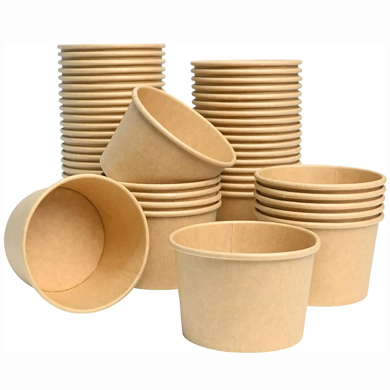 

50 шт. бумажные стаканчики для мороженого, одноразовые миски на 8 унций для горячей и холодной еды, контейнеры для вечеринок для десертов, мороженого, замороженного йогурта, супа