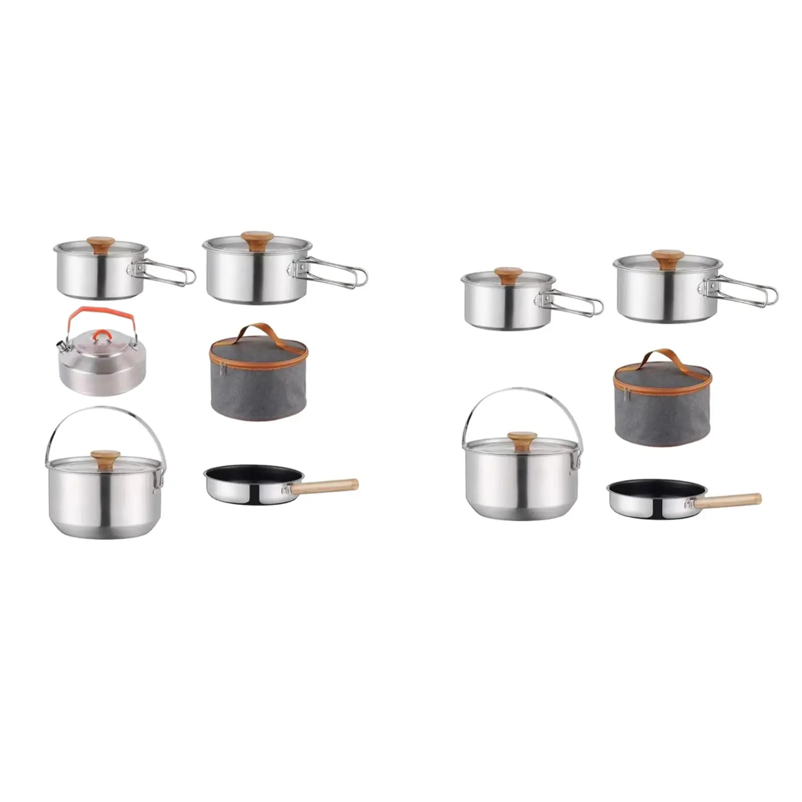 Camping Cookware Kit Cookset Nonstick Tableware Frying Pan Cooking Set Outdoor Pot for Dinner Indoors Hiking Campfire Family