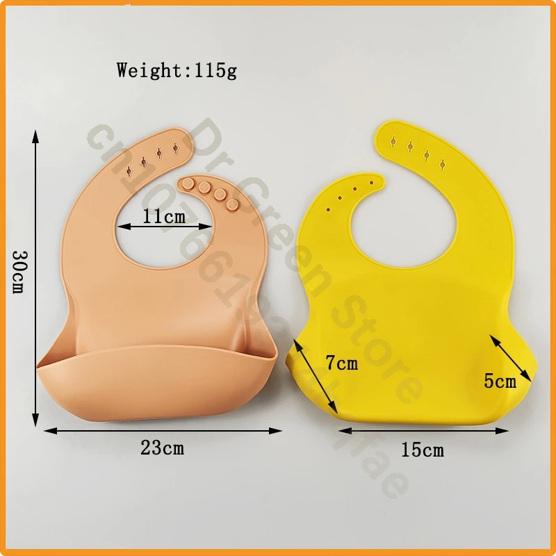 2 PCS Children\'s silicone bibs / bibs / baby clothes silicone rice pocket / eating baby bibs / waterproof bib drooling towel