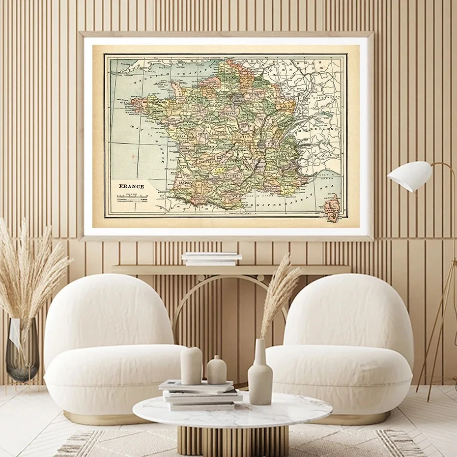 Country Spain Map France Portugal Posters Canvas Painting Vintage Wall Art Print Picture for Living Room Interior Home Decor
