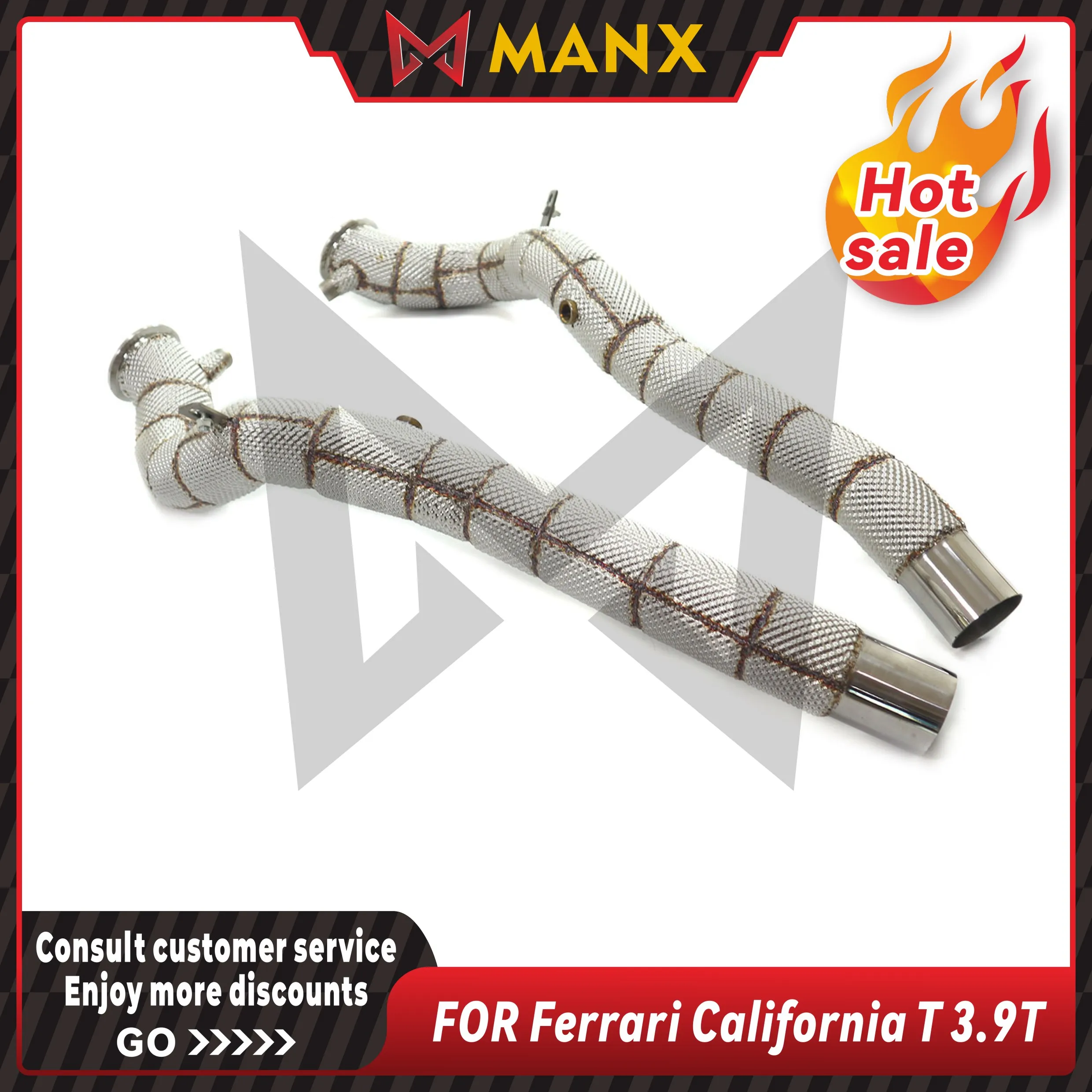 

MANX Car Exhaust System for Ferrari California T 3.9T Catalyzed Downpipe Catless Downpipe Stainless steels exhaust pipe