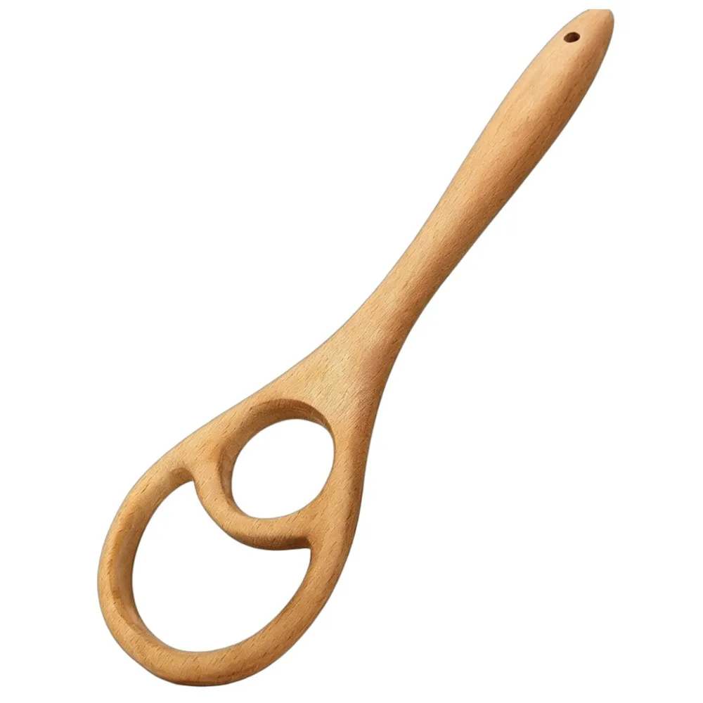 Portable 12.6 inch Danish Dough Whisk Large Size Wooden Baking Whisk Comfortable Grip Two-Ring Design Mixing Tool Home Baking