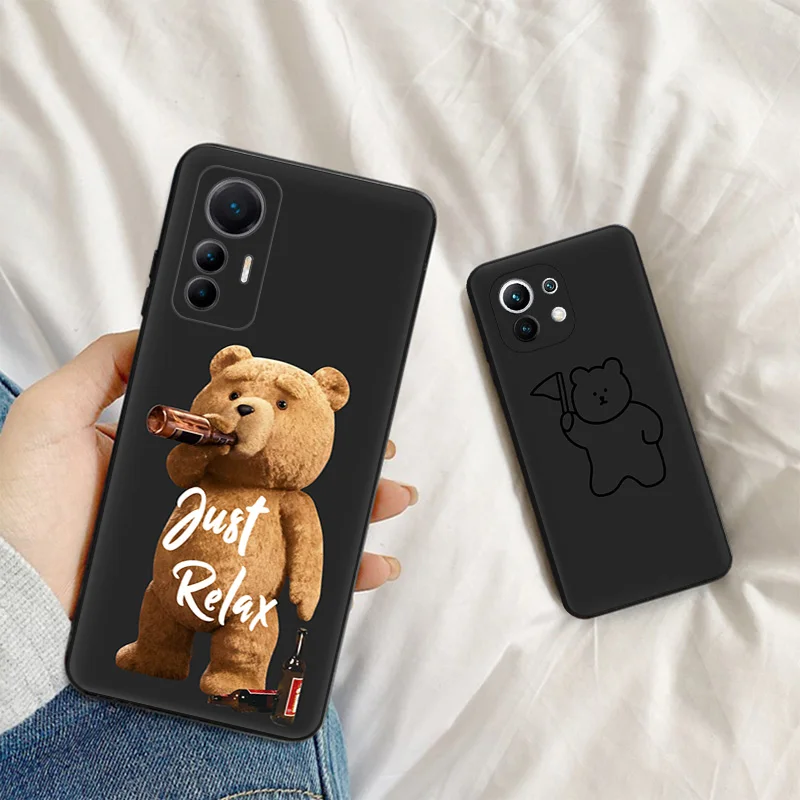 Custodia morbida in Silicone per Redmi Note 13 Pro 4G 5G 12 12c 13c Xiaomi 12t 12x 13Lite 12Lite Fashion Bear Teddy Cute Cover