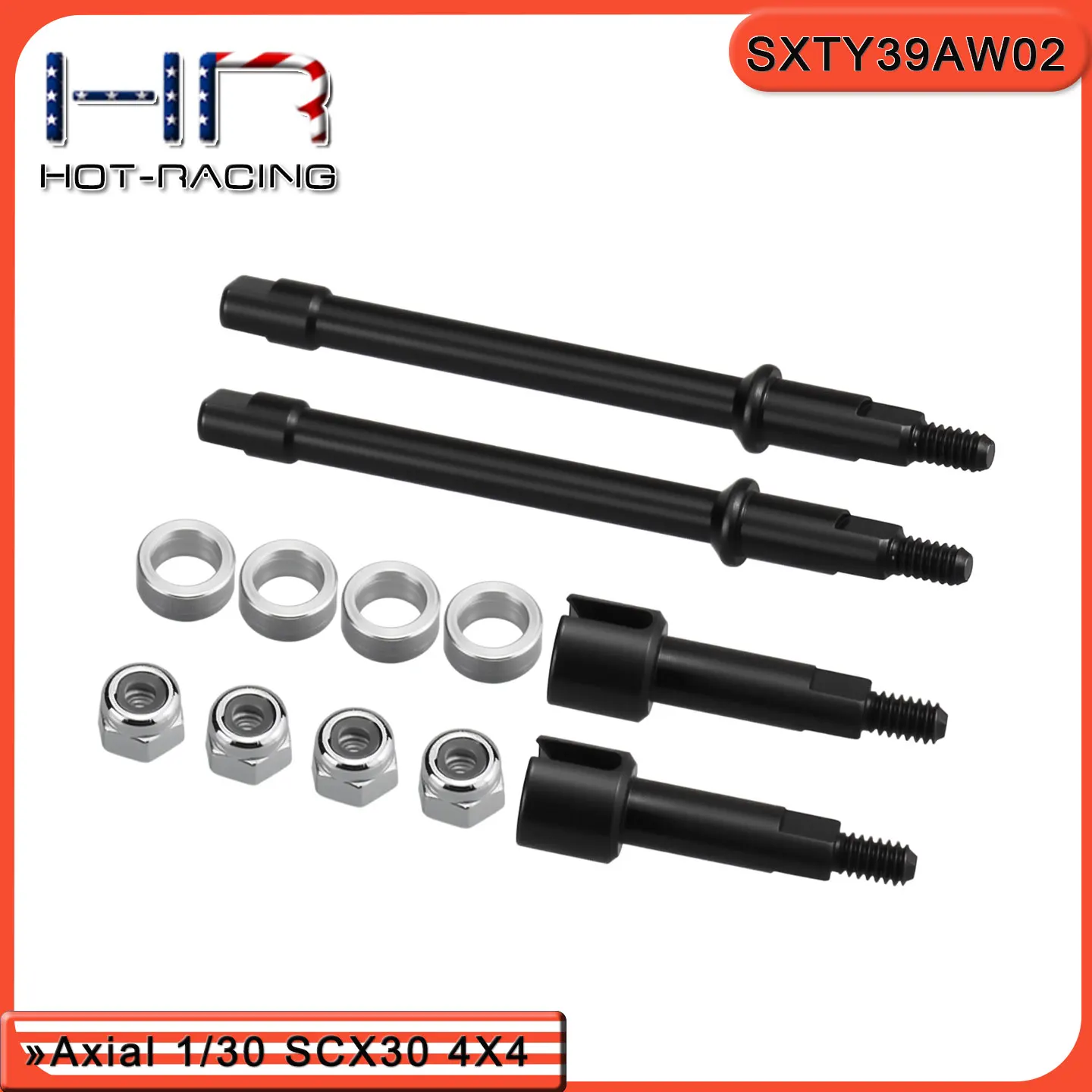 Steel Drive Stub Axles SCX30 (Stock length&+2mm&+4mm&+6mm)
