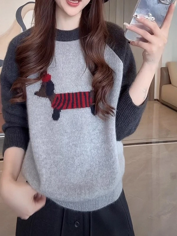 

ay Knitted Sweater Ladies Loose Lazy Sle round Ne Soft Plump Faionable Top Autumn Winter New Arrival Comfortable Warmth