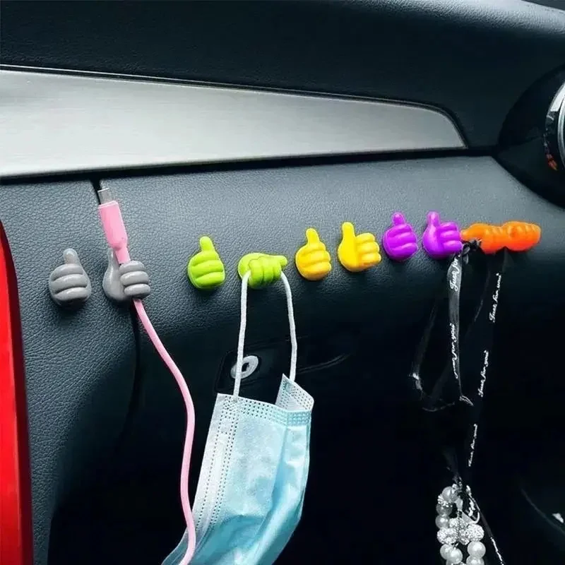 Random Color4pc Hand-shaped Rubber Holder Glasses Cable Power Cord Charging Line Self Adhesive Mini Hook Storag Organizer