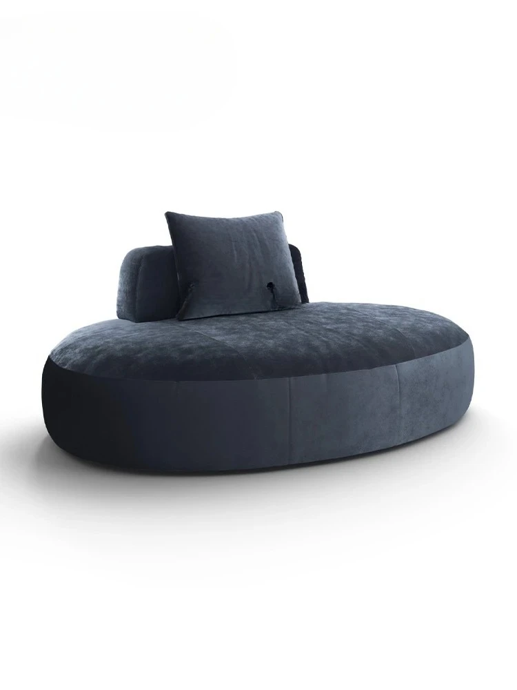 A  Italian Minimalist Oval Pebble Sofa Shopping Mall Clothing Store Rest Stool Cream Style Sofa Low Stool
