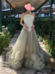 Other Shore Elegant Vintage Sweet Green Flowers A-Line Princess Ribbon Customize Formal Occasion Prom Dress Evening Party Gowns