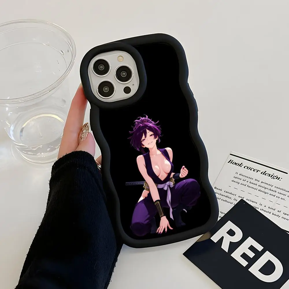 

Hell's Paradise Yuauriha Phone Case for iPhone 17 16 15 14 13 12 11 Air Pro Max Plus Black Soft TPU Wavy Edge Cover
