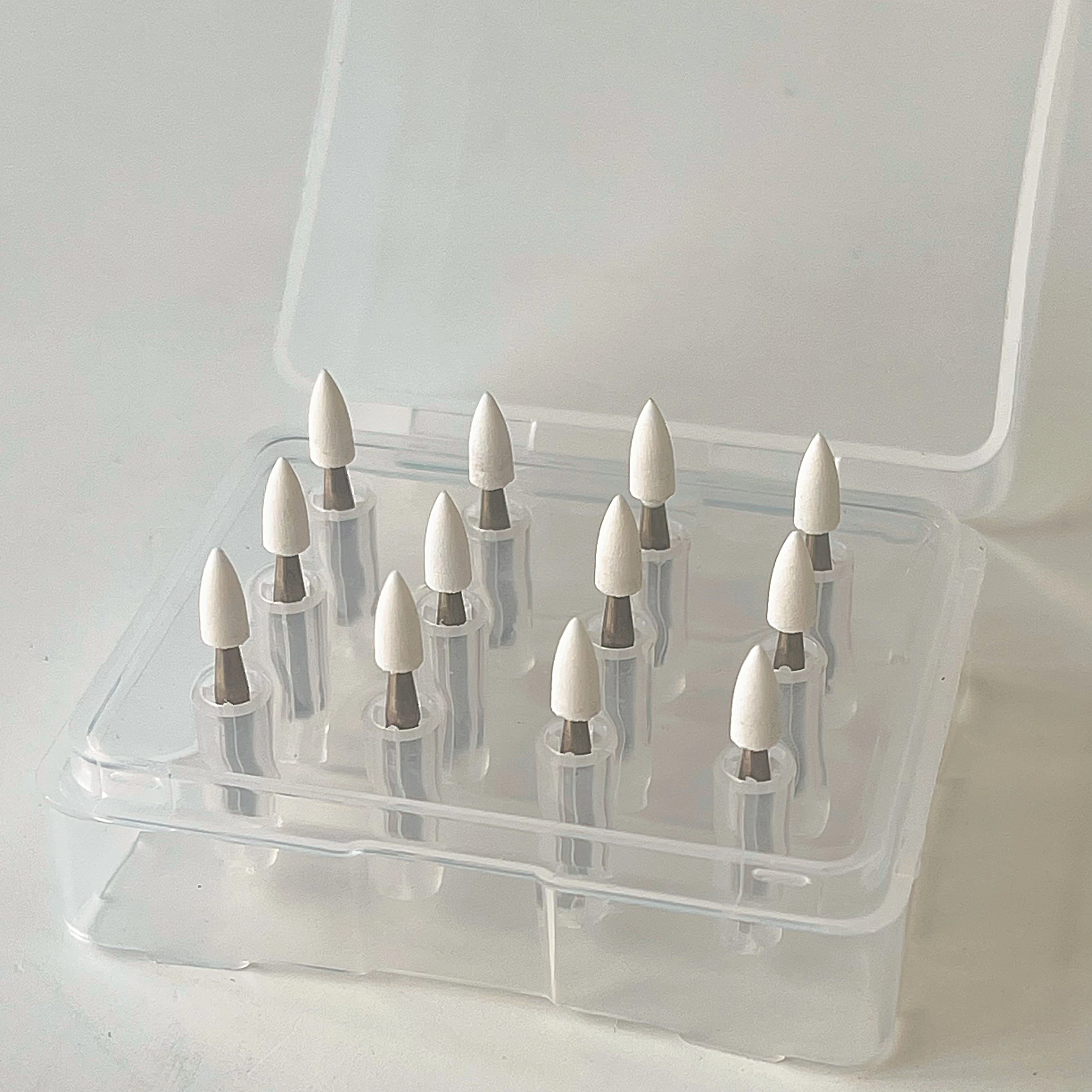 

12 шт. полировальные сверла, полировальные боры из белого камня Ra, керамические шлифовальные машины для малоскоростных инструментов 2,35 мм, для формирования контуринга