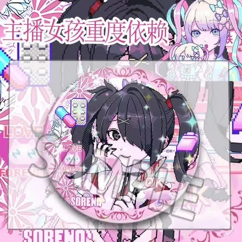 6個入り ニーディーガール オーバーロード ゲーム ボタンピン ピクセル化 KAngel アメちゃん 漫画 ブローチ バッジ バックパックデコレーション ファン向け コレクション 58mm